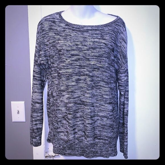LOFT Black & White Space Dye Knit Sweater-Medium - Picture 1 of 6